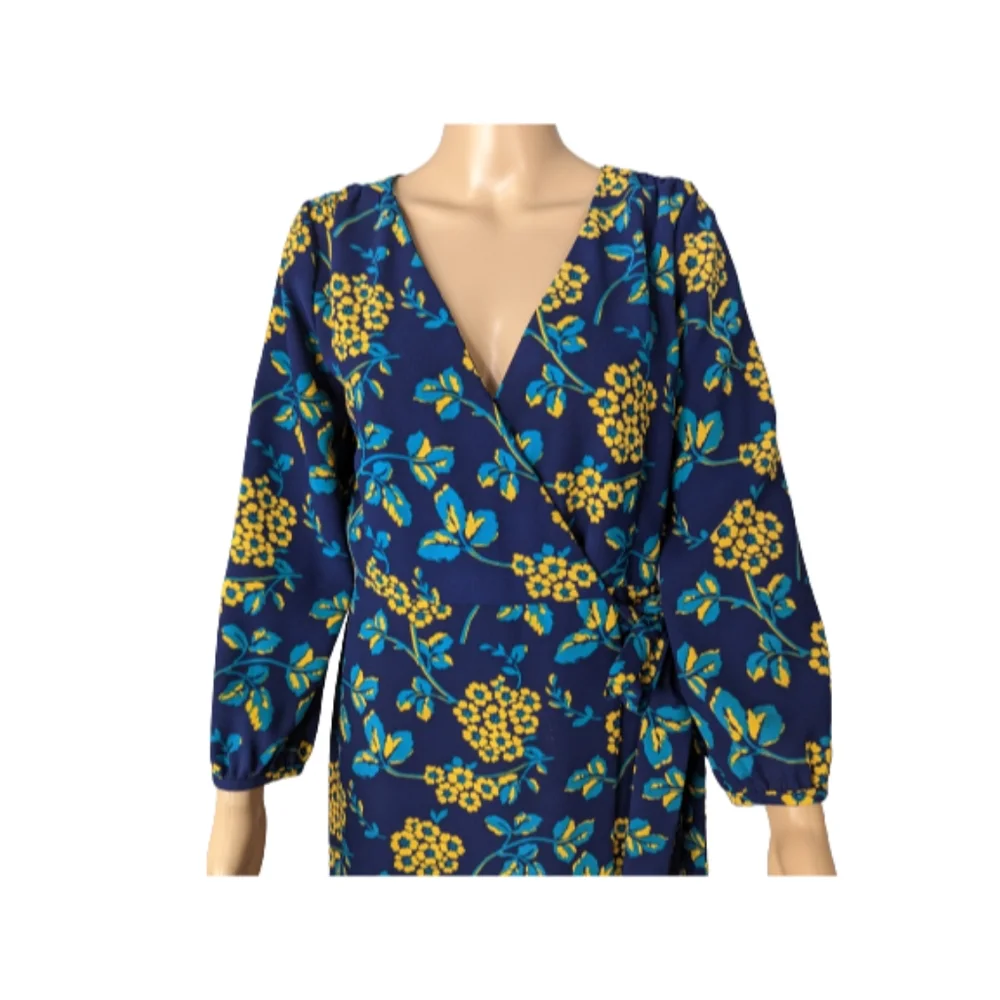 J. Crew Golden Floral 365 Crepe Wrap Dress 4